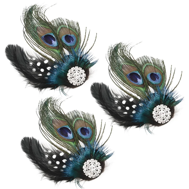 

3X Cute Peacock Feather Hair Clip
