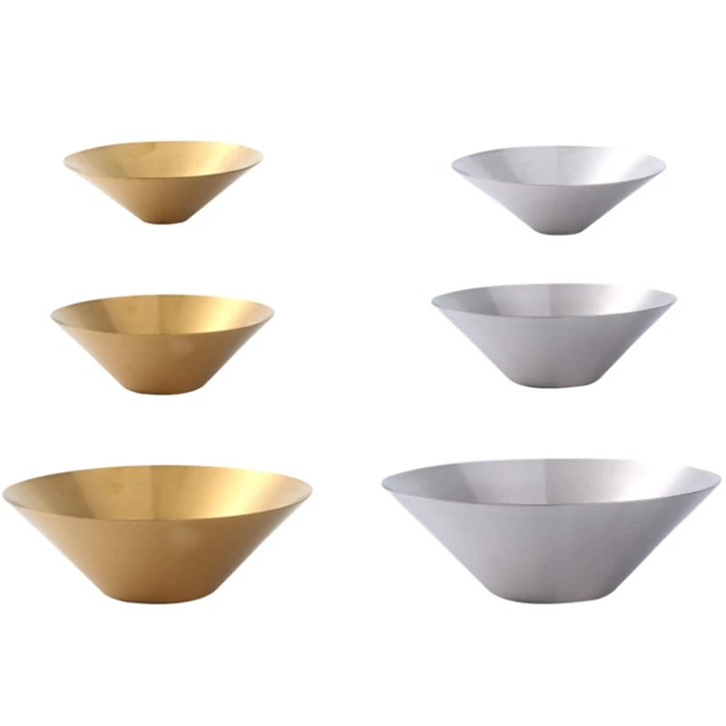 

Stainless Steel Single-Layer Multi-Purpose Bowl Ramen Bowl Bibimbap Bowl V-Shaped Fruit Salad Bowl, 3PCS