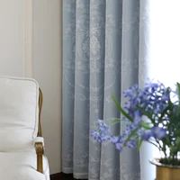 nordic style double layer blackout curtains with lace embroidered yarn tulle fabric for home kids living room window decoration