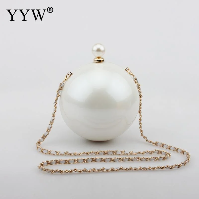 

2023 Round Ball Shoulder Bag Famous Brand Evening Clutch Women 2023 Fashion Chain 2023 Bags Women's Acrylic Bag White Purse