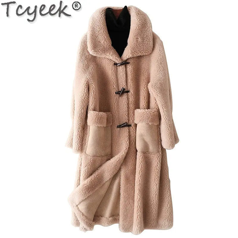Tcyeek Women's Fur Coat Winter 2022 Long Sheep Shearling Jackets Casual Wool Fur Coats Korean Style Jacket Casaco Feminino SGG