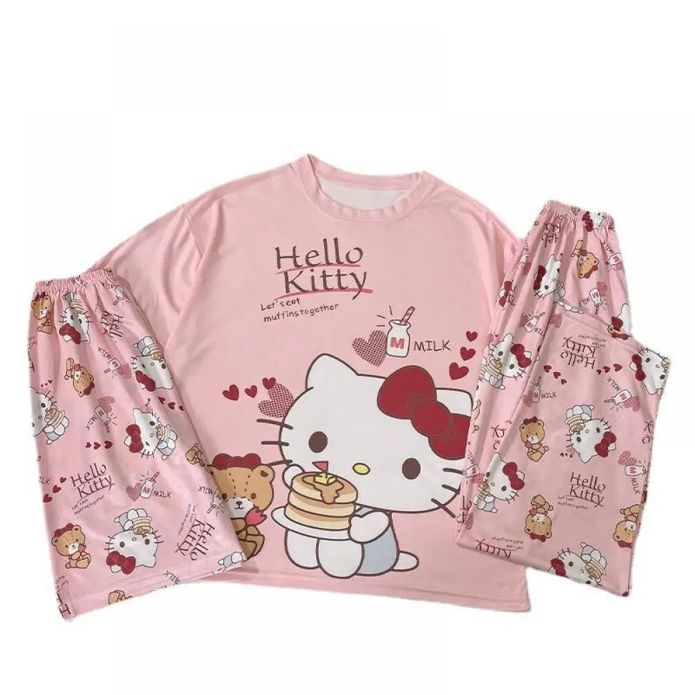 

Kawaii original Cute cartoon pajamas women's summer short-sleeved trousers three-piece shorts home clothes Gift send girls