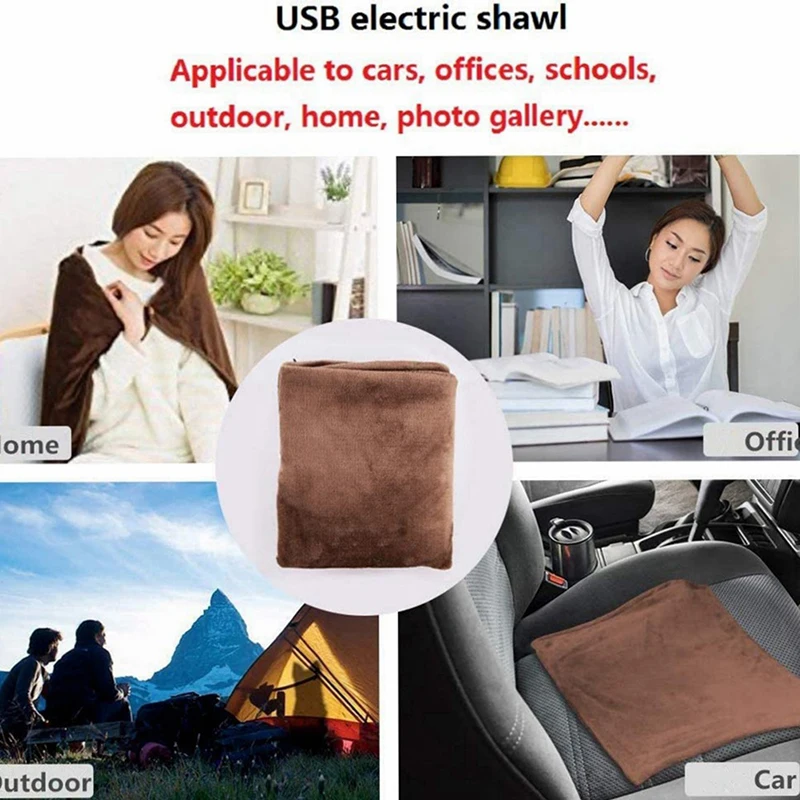 

Electric Blanket 5V Shawl Heated Blanket 100*65CM Thermostat Warm Electric Heating Shawl for Travel Home Office Use