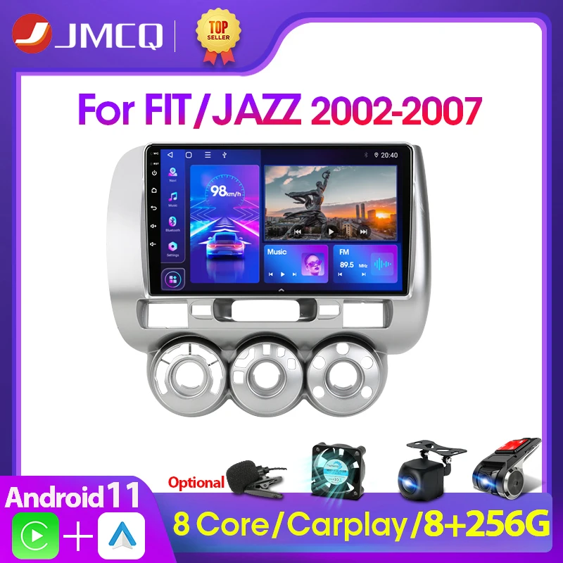 JMCQ 2din Android 11 Car stereo Radio Multimedia Video Player For Honda Fit Jazz City 2002-2007 GPS 2 DIN dvd Head Unit Carplay