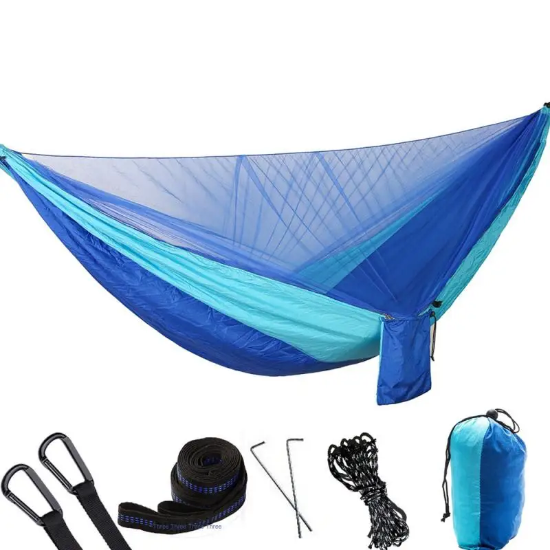 

Large Camping Hammock with Mosquito Net 2 Person -up Parachute Lightweight Hanging Hammocks Tree Straps Swing Hammock