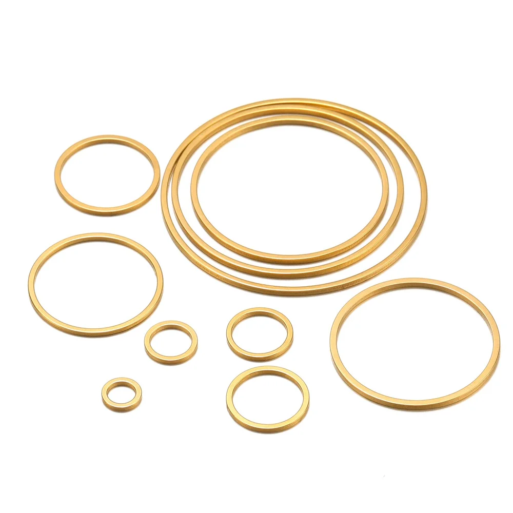 6/8/10/12/16/20/25/30/35/40mm Stainless Steel Gold Plated Earrings Rings Big Circle Ear Wire Hoops Pendant DIY Jewelry Findings