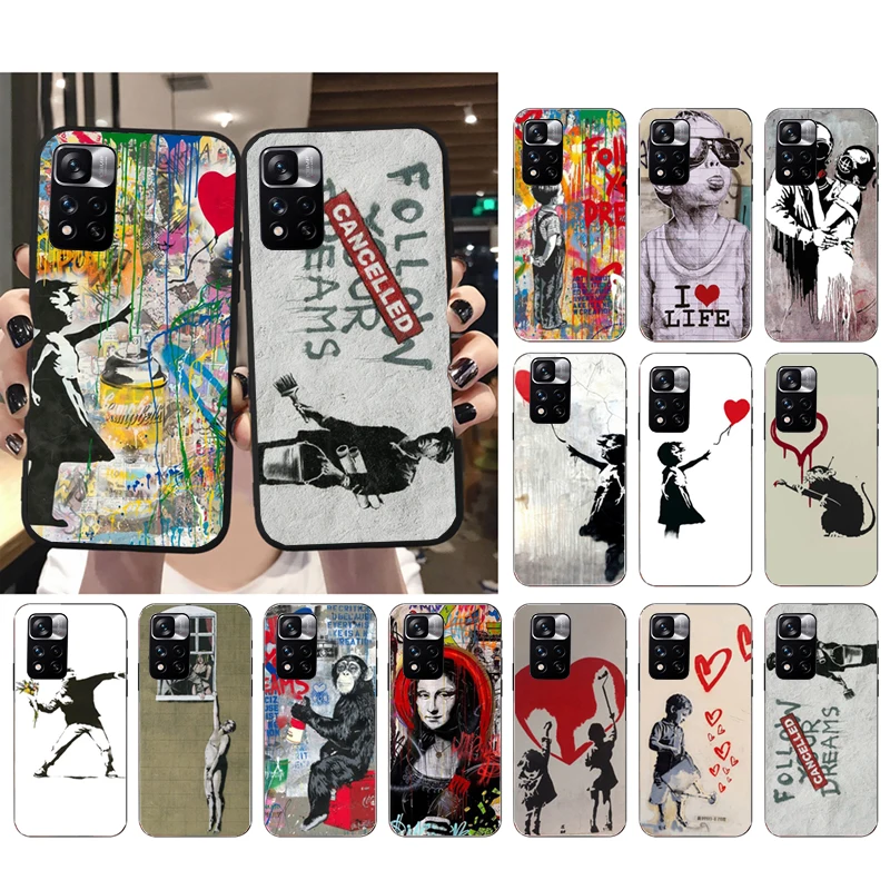 

Phone Case For Xiaomi Redmi Note 12Pro 11 11S 11T Pro 10 9Pro Note10S Redmi 10 9 10C 9C Banksy Graffiti Art Case