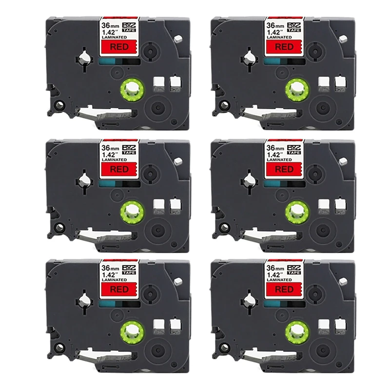 

6 Pack 36mm TZC Label Ribbon for Brother Label Printer PT-P900 PT-P950NW PT-E800T PT-9700PC PT-9800PCN Thermal Paper