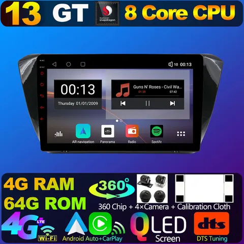 Owtosin QLED 1280*720P 8 ядер 8 + 128G GPS автомобильное радио для Skoda Superb B8 2015-2023 Android Авто Carplay 4G LTE Parrot Bluetooth