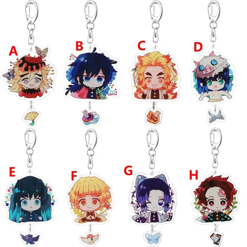 

Anime Keychain Demon Slayer Kimetsu no Yaiba Kamado Tanjirou Agatsuma Zenitsu Acrylic Keyring strap Figure Hanging Accessories