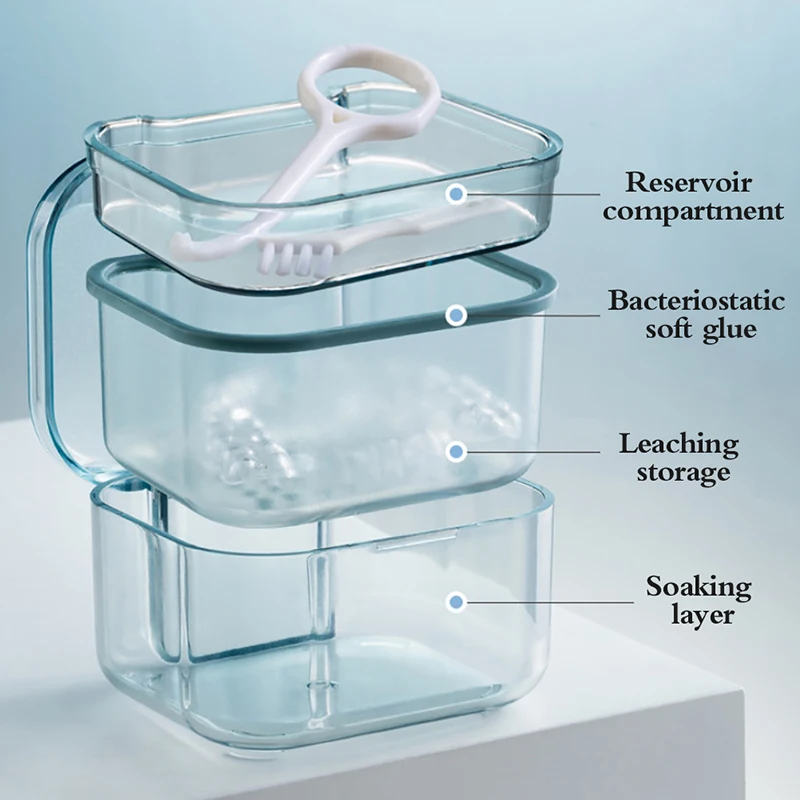 

Newest Multi-function Dental Braces Storage Box Orthodontic Denture Retainer Soaking Container Partial Teeth Cleaning Case