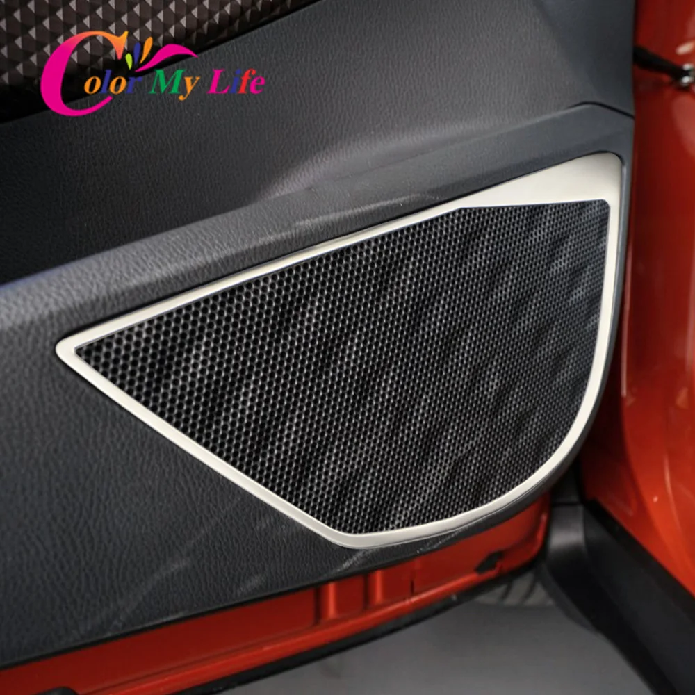 

Color My Life Car Inner Door Audio Circle Trim for Toyota C-HR CHR 2016-2022 Stainless Steel Speaker Loudspeaker Frame Cover