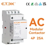 etek household ac modular contactor 380v three phase 4p 25a 4no coil din rail type ekmf 2540 230