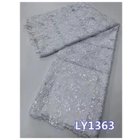 ni ai luxury african sequins lace fabric 2022 high quality eembroidery french nigerian lace fabrics for wedding party ly1363