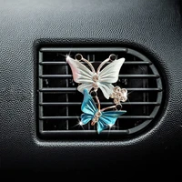 bling dual butterfly car perfume clip air conditioner vents air freshener diffuser exquisite decor charm for car interior