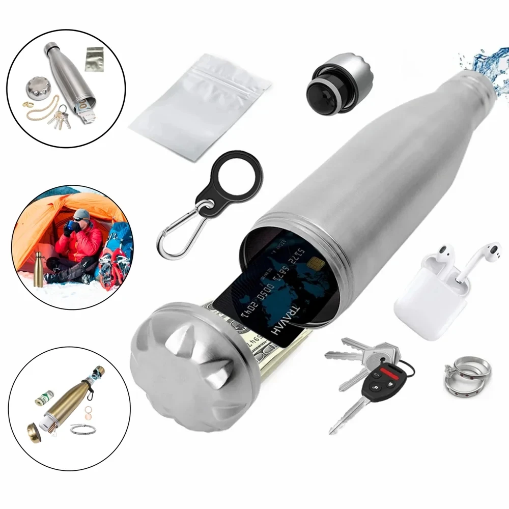 Новая Скрытая стальная бутылка для воды сейф денег скрытый Сейф хранения