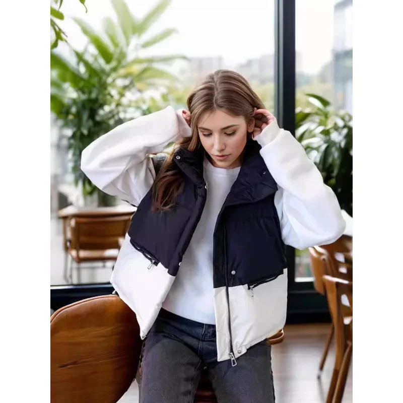 Новый Зимний Повседневный простой дизайн чувствительный цветной блочный