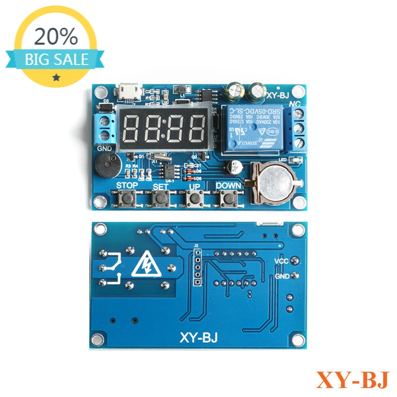 

XY-BJ Real Time Timing Delay Timer Relay Module DC5-60V Switch Control Board Module Clock Synchronization Multiple Mode Control