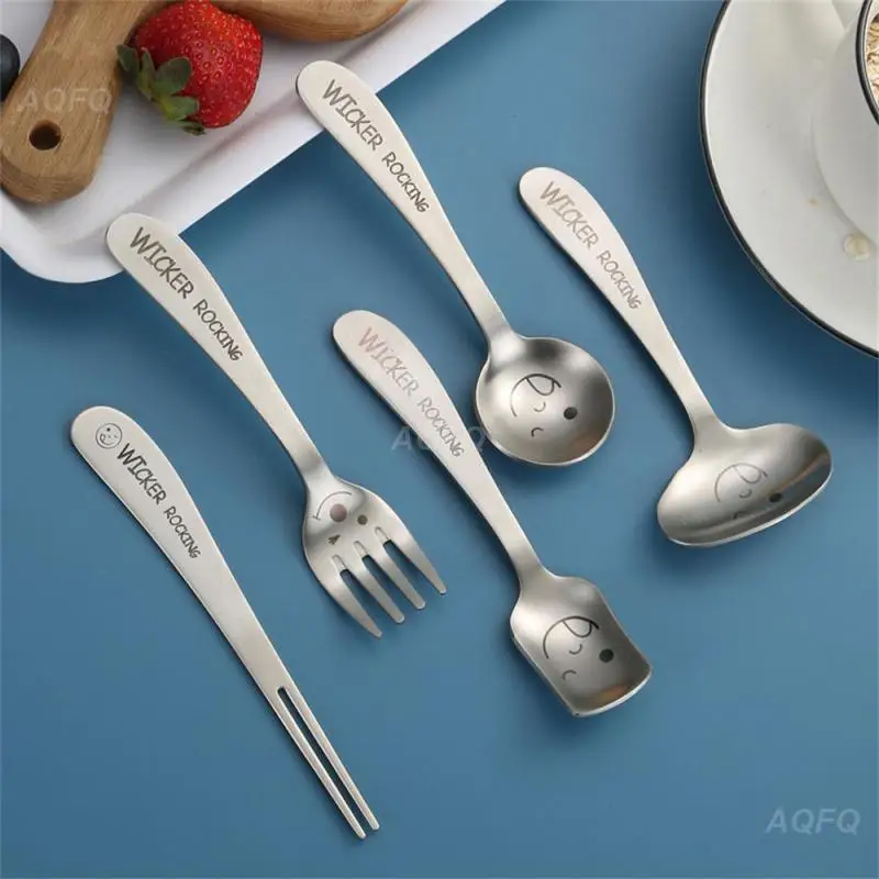 

Spoon 304 Stainless Steel Portable Cartoon Durable Household Feeding Spoon Strong Tableware Hanami Smiling Face Spoon Fork