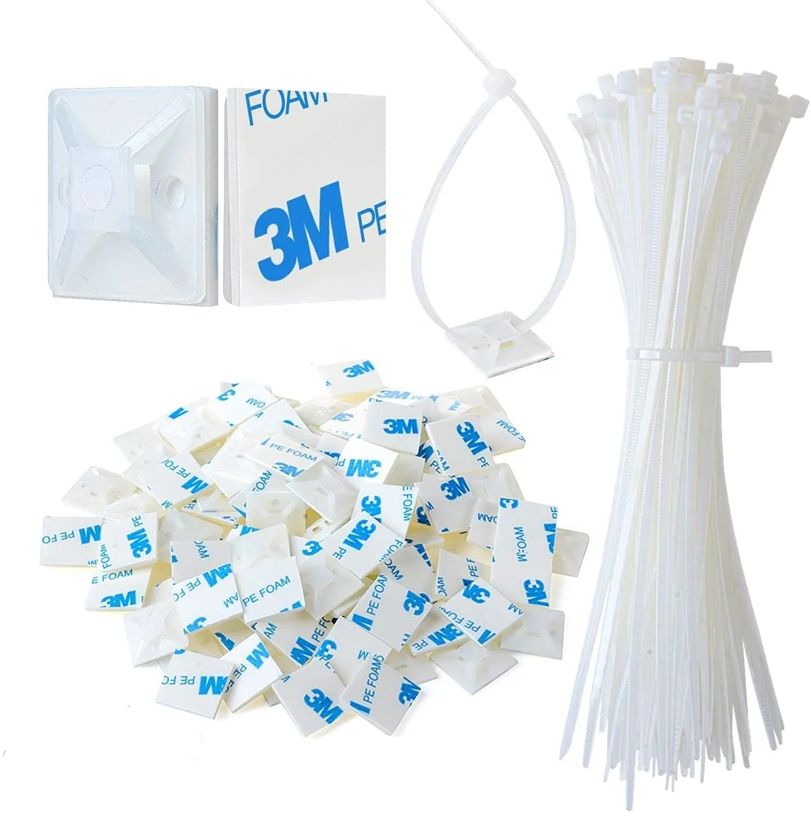 Самоблокирующиеся Нейлоновые кабельные стяжки 100 шт. 3*150 мм + нейлоновые