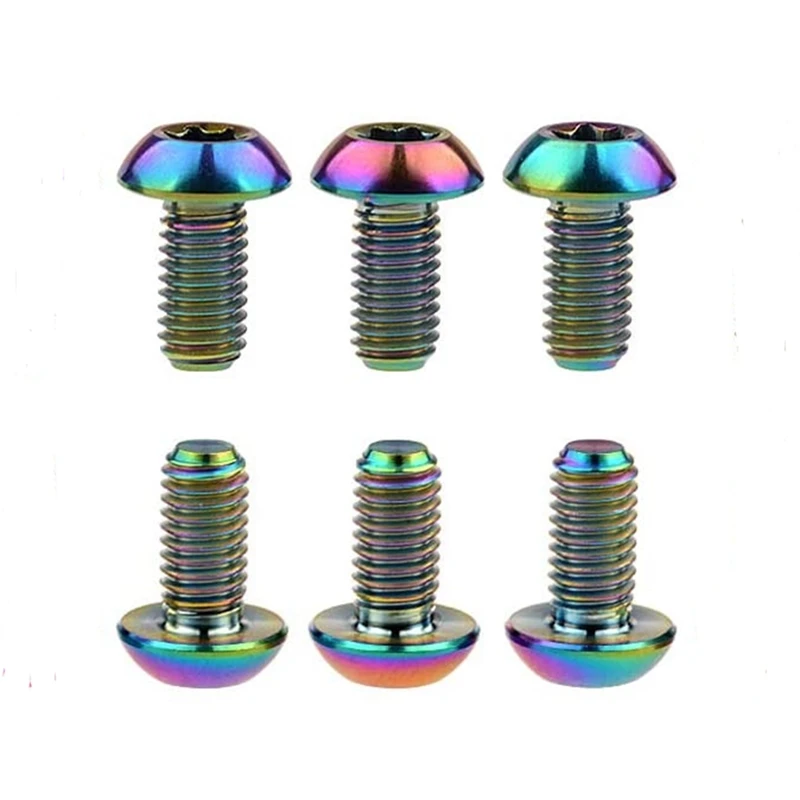 

6Pcs Bicycle Stem Screws M5X10 Colorful Bicycle Hexagon Screws for Bottle Cage Front and Rear Derailleur Crimping Screws