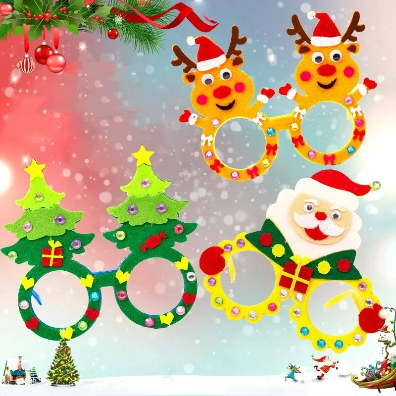 

Детские Рождественские очки «сделай сам», наборы ручной работы, детские развивающие игрушки, креативные наклейки с Санта-Клаусом и оленем, украшения, рождественские подарки