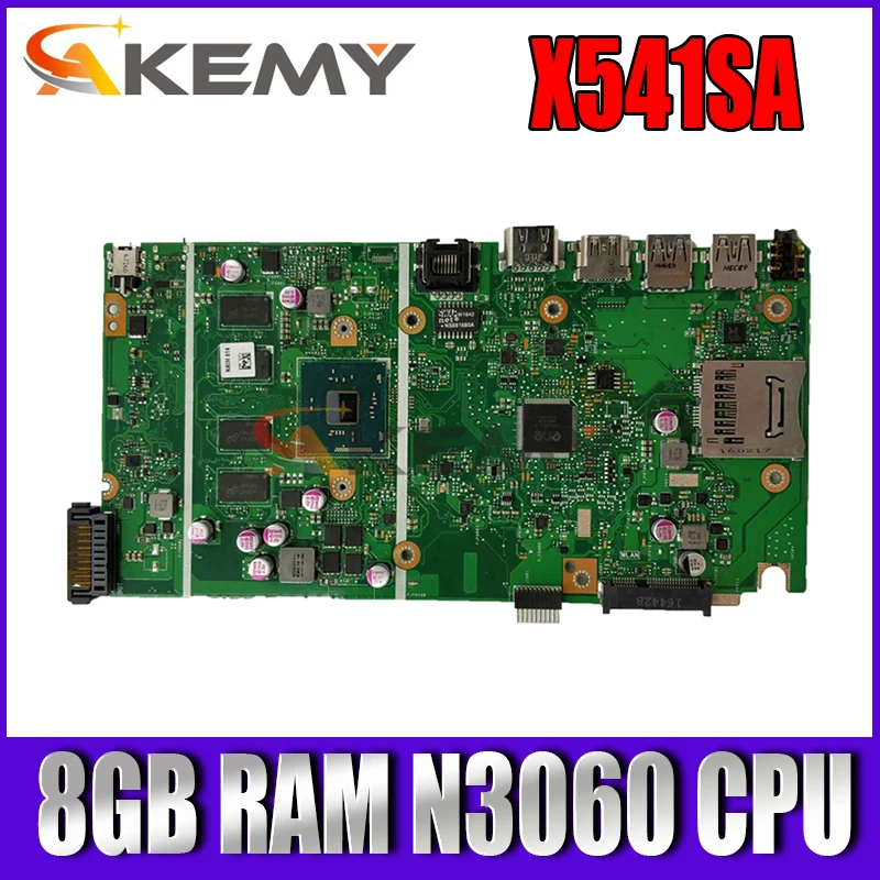

Akemy X541SA notebook mainboard with N3060 CPU 8GB RAM For Asus VivoBook F541S X541SA X541S laptop motherboard tested full 100%