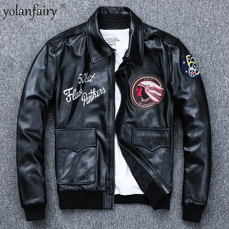 

Spring Cowhide Natural Leather Jackets for Men Top Coat Men's Leather Jacket Man Air Force Flight Suit Motorcycle Suit Short FCY