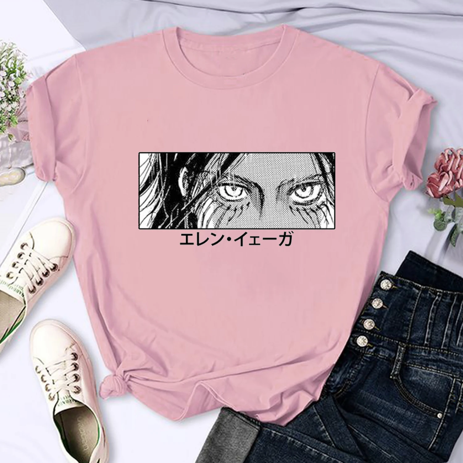 Женские футболки в стиле японского аниме атака на Титанов топы панк Леви