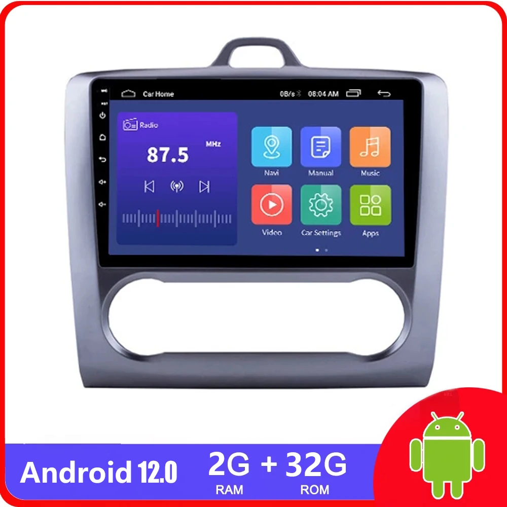

2 DIN 9 Inch Android 12.0 GPS Navigation Touchscreen Quad-core Car Radio For 2005 2006-2011 Ford Focus Bluetooth WiFi Head Unit