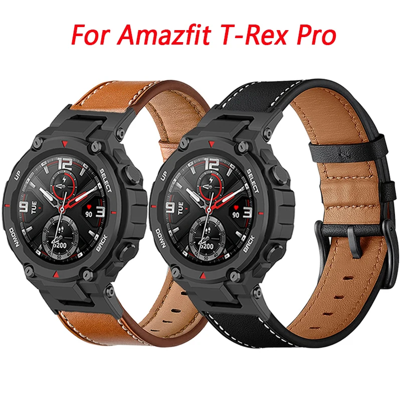 

Wrist Band For Amazfit T Rex Pro Smart Watch band Genuine Leather Strap Accessories For Amazfit T-Rex Bracelet Replacement belt
