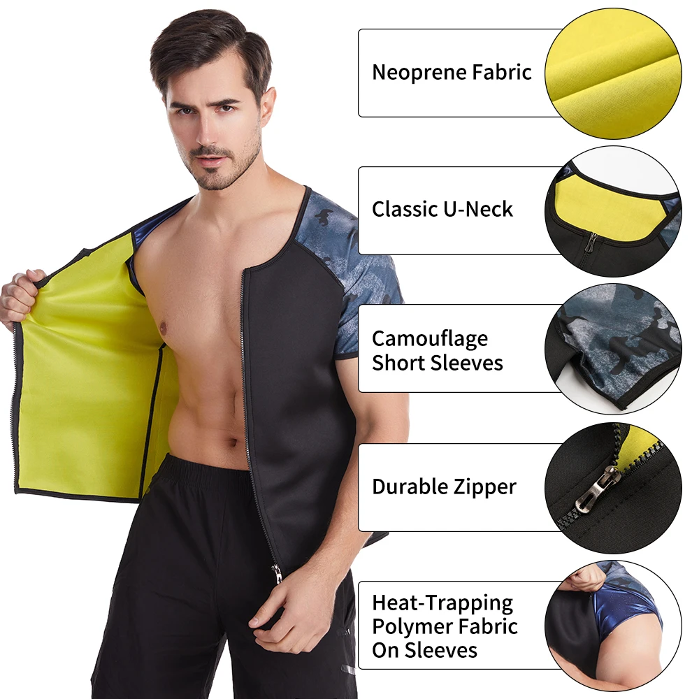 Men Body Shaper Waist Trainer Sweat Shirt Neoprene Sauna Suit Slimming T-Shirt Workout Shapewear Tank Tops For Weight Loss