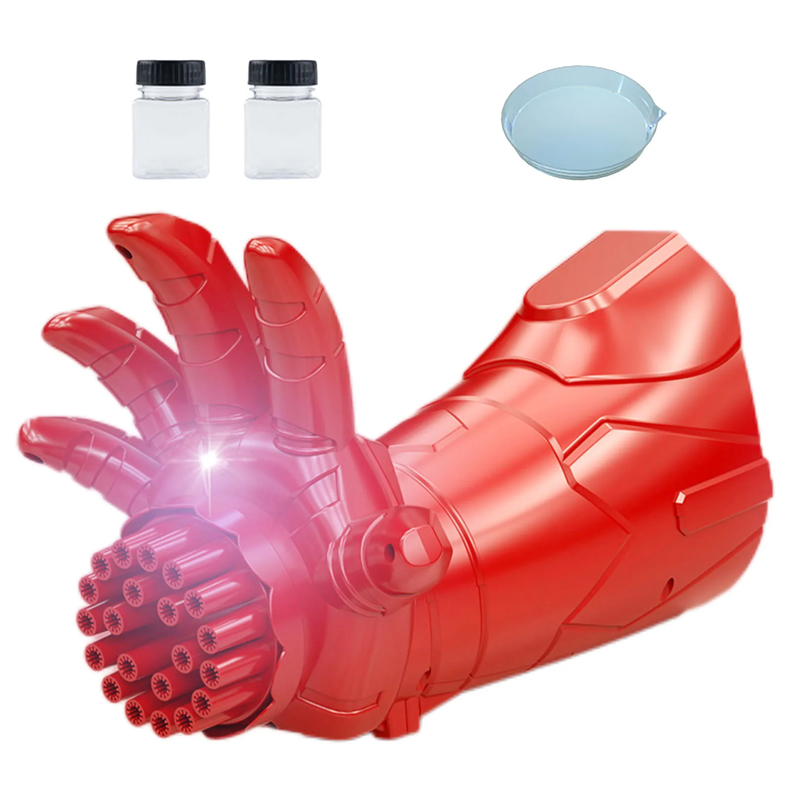 

Electric Bubble Machine With Light LED Bubble Blower Toy Porous Design Innovative Steel Hand Shape Automatic Bubble Making