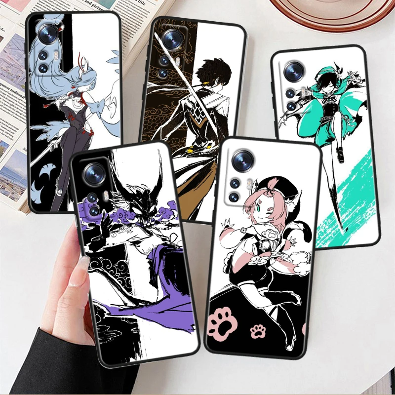 

Genshin Anime For Xiaomi Mi 13 12T 12S 12X 11i 11X 11T Play HyperCharge Lite Ultra Pro Black Soft Phone Case