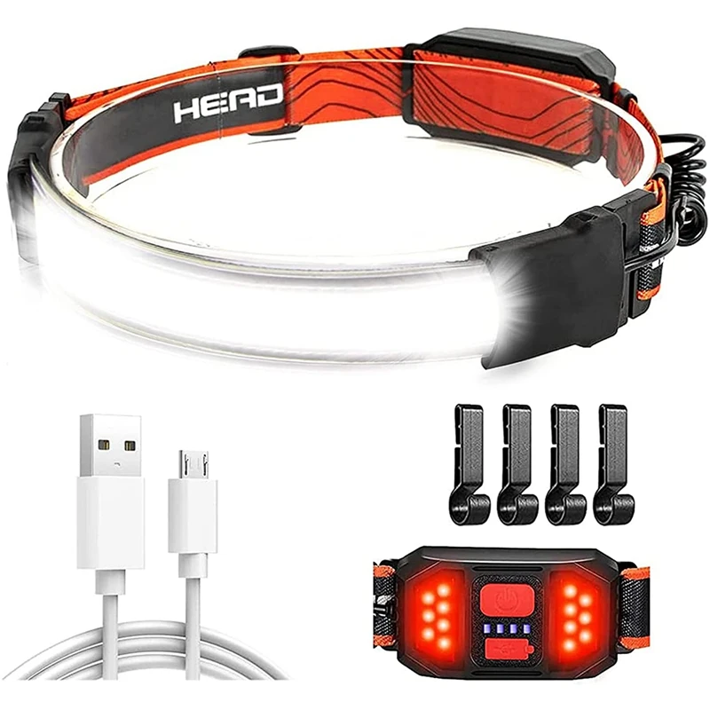 

Rechargeable Head Light Lamp,1000 Lumen 230°Wide-Beam USB Headlight,3 Modes,Super Bright LED,Lightweight Head Light Lamp
