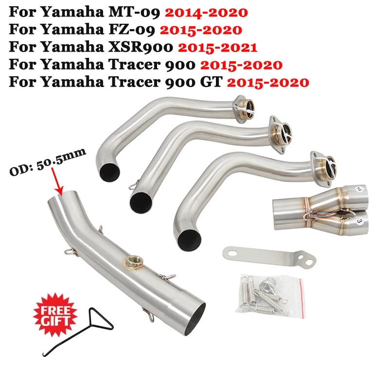 

Слипоны для Yamaha MT-09 FJ09 MT09 TRACER 900 GT 2015-2020 системы выхлопных газов мотоцикла изменить переднюю звеньевую трубу 51 мм
