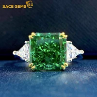 sace gems rings for women sparkling wedding fine jewelry 100 925 sterling silver 1010mm emerald high carbon diamond lover gift