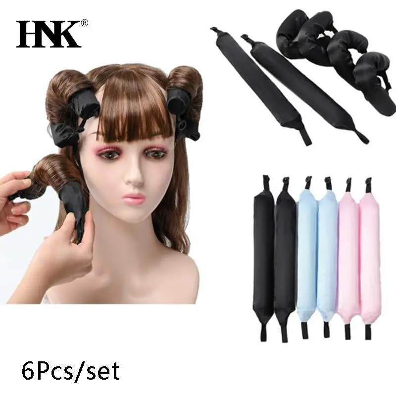 3/6pc Soft Satin Pillow Rollers Hair Rollers Sleep Hair Styling Tools Hair Curler Rollers Magic for Women or Kids Curl Flexi Rod