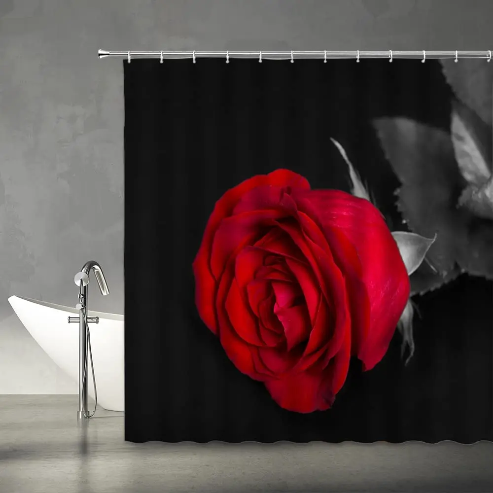 Черно-белый цветочный фон для душа элегантный романтический черный с цветочным