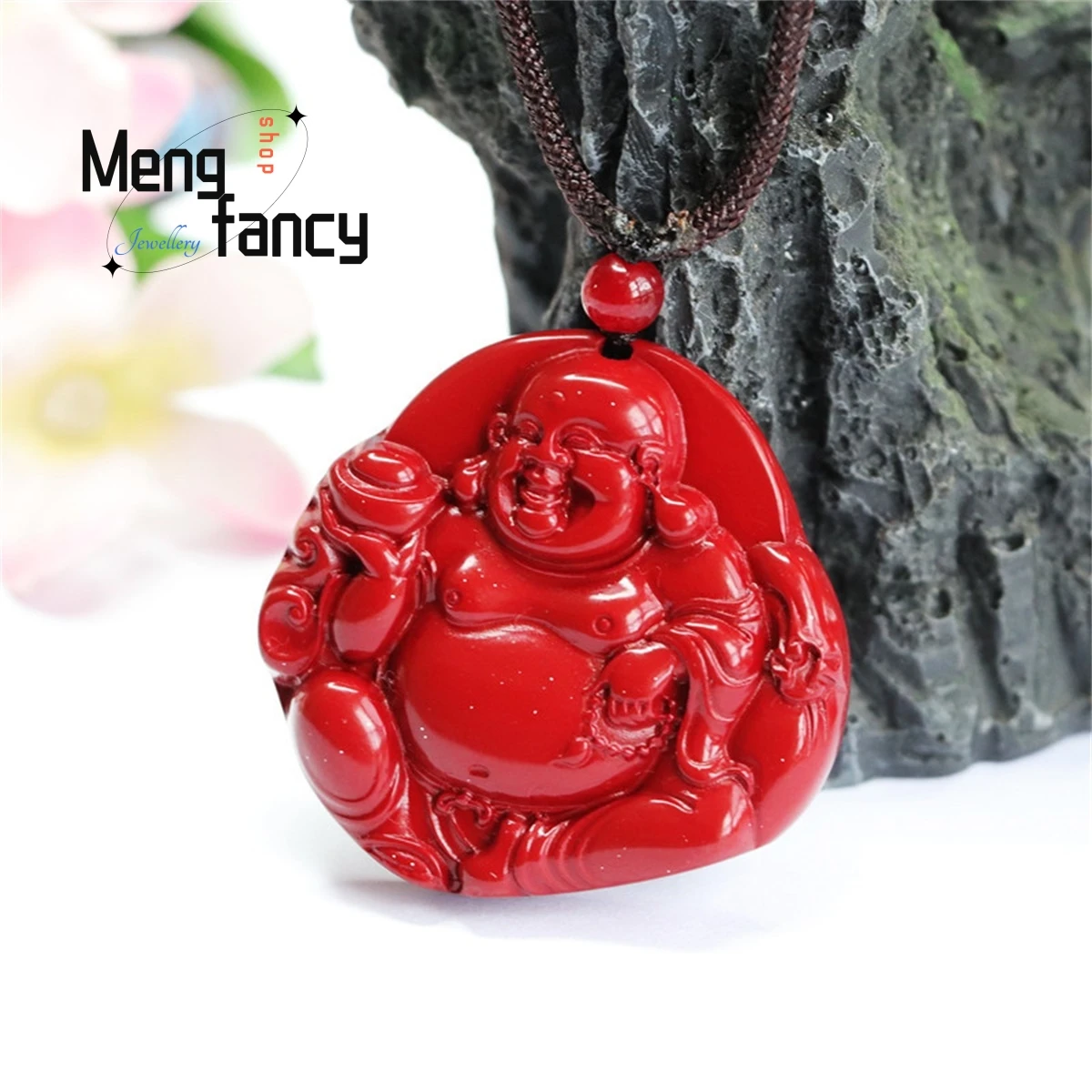 Натуральный циннабар фиолетовый золотой песок Юань Бао Будда Кулон Простой