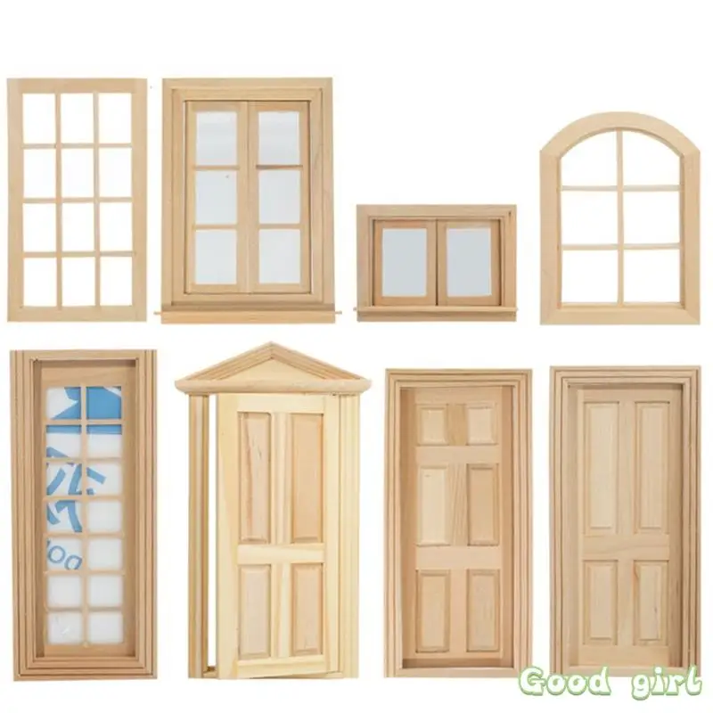 

1PC 1: 12 Dollhouse DIY Mini Door And Window Plain Embryo Material Model Accessor Can Be Painted And Colored Blank Material