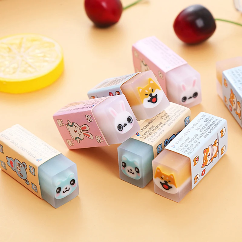 

Cartoon Animal Pencil Erasers Kawaii Stationery Cute Rubber Eraser for Writing Painting Drawing Kids Gift School Office Supplies