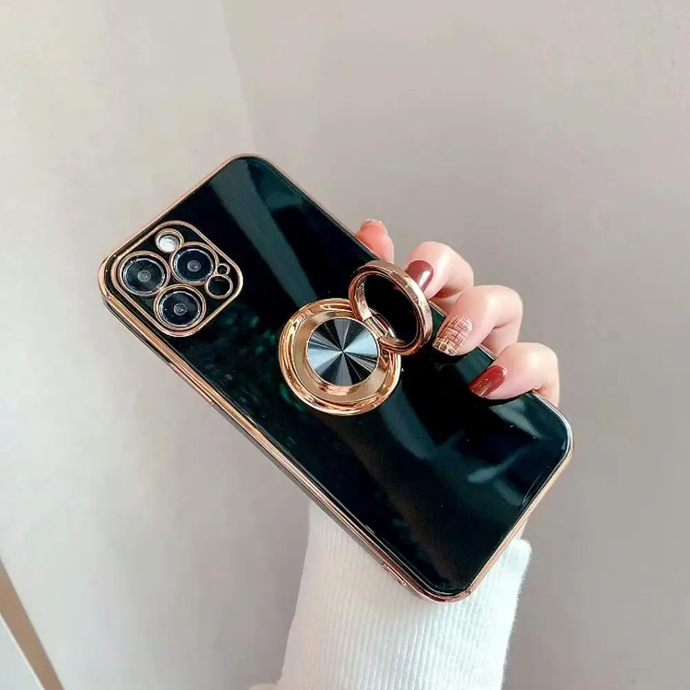 

Classic Electroplate Invisible ring buckle bracket Soft Silicon Case For iPhone 11 12 13 Pro X XR XS Max 7 8 Plus Luxury cove