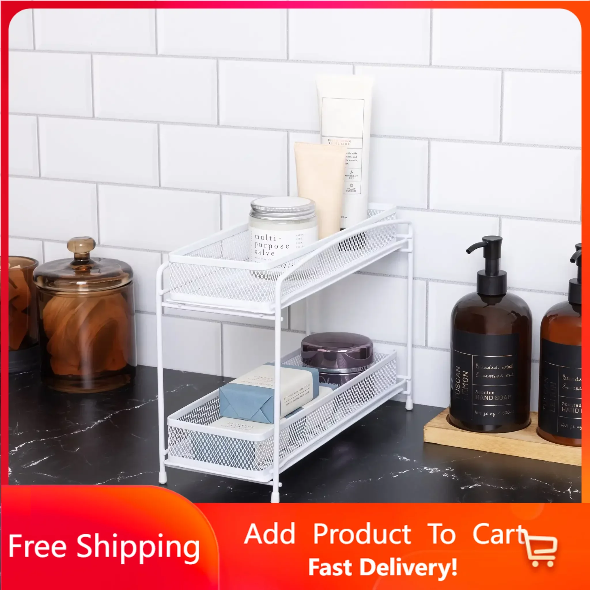 

2-Tier Pull-Out Spice Organizer, White Kitchen Accessories Kitchen Kitchen Organizer Kitchen Items Storage Organizer Rapid T