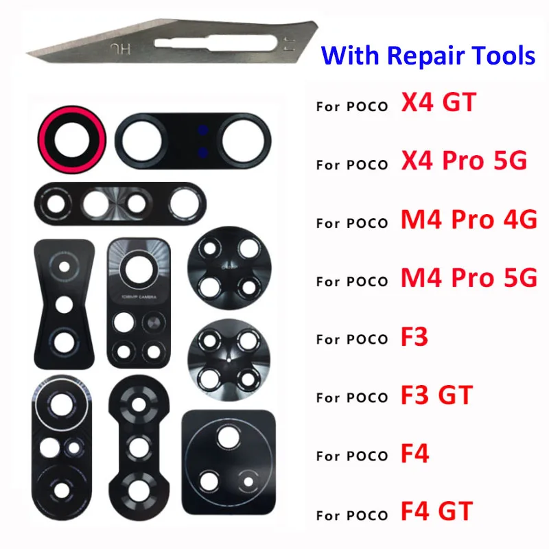 

Rear Back Main Camera Glass Lens For POCO F3 F4 GT M4 X4 Pro 5G M5S Replacement With Adhesive Tape
