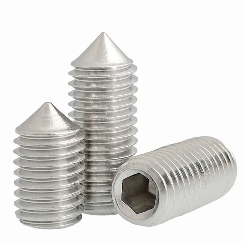 

200pcs M5 M6 Hex Hexagon Socket Set Screw Cone All Cup Point Grub Screw A2 304 Stainless Steel Set Screw Bolt DIN914 5-12mm