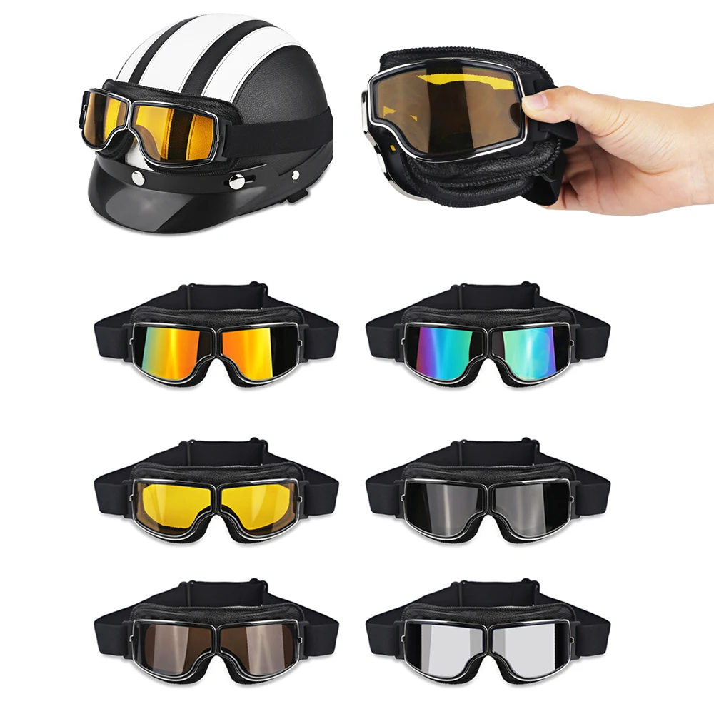 

Windproof Motorcycle Helmets Glasses Vintage Moto Cross Goggles Field Cycling Safety Glasses Anti-fogging Motorbike Eyeglasses
