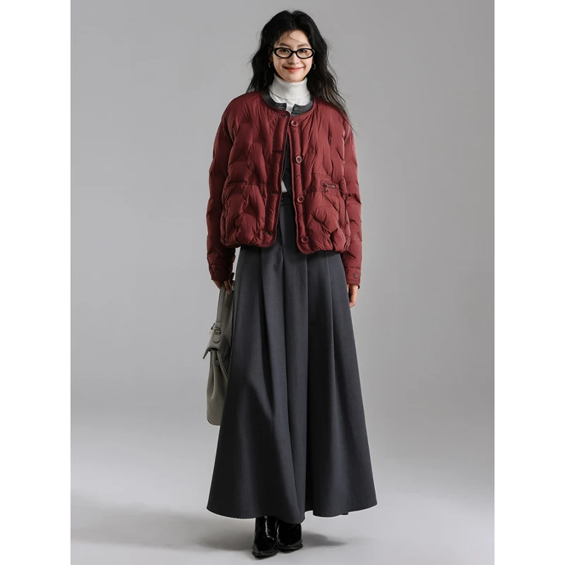 Художественный легкий короткий 90 белый утиный пуховик женский 2024 зимняя