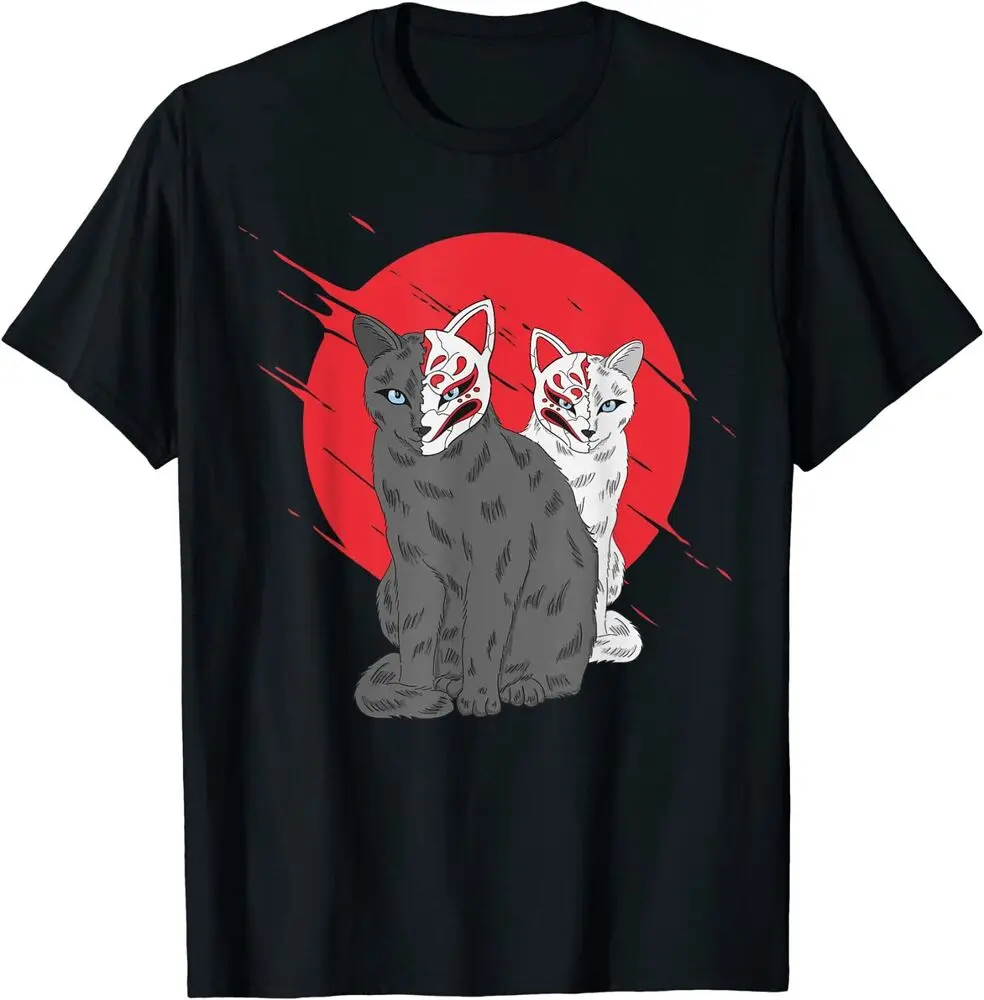

Японская аниме маска Kitsune Кот Самурай Монстр футболка S-3Xl