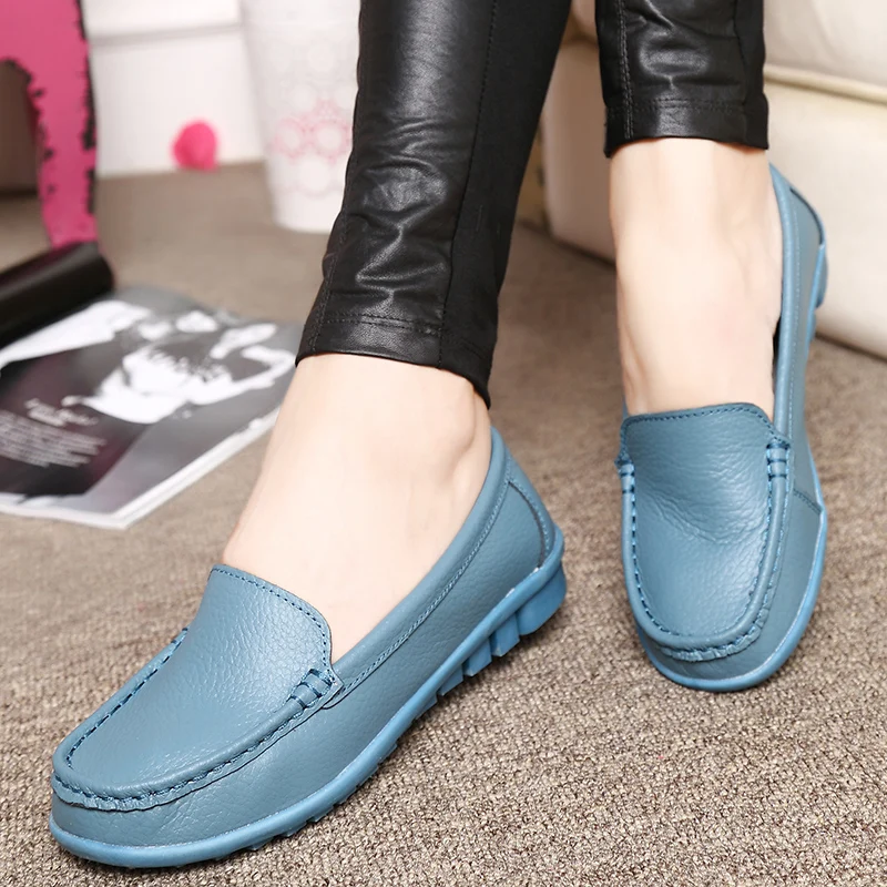 

2022 Leather Flat Shoes Woman Hand-sewn Leather Loafers Cowhide Flexible Spring Casual Shoes Women Flats Women Shoes